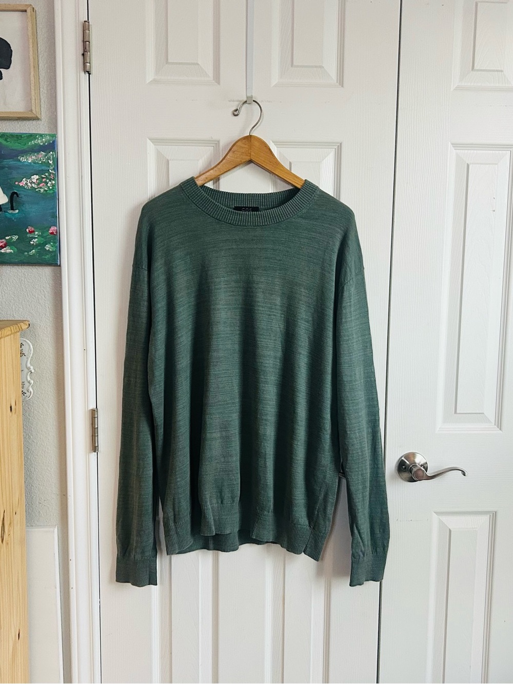 COS green long sleeve crew neck pullover sweater shirt